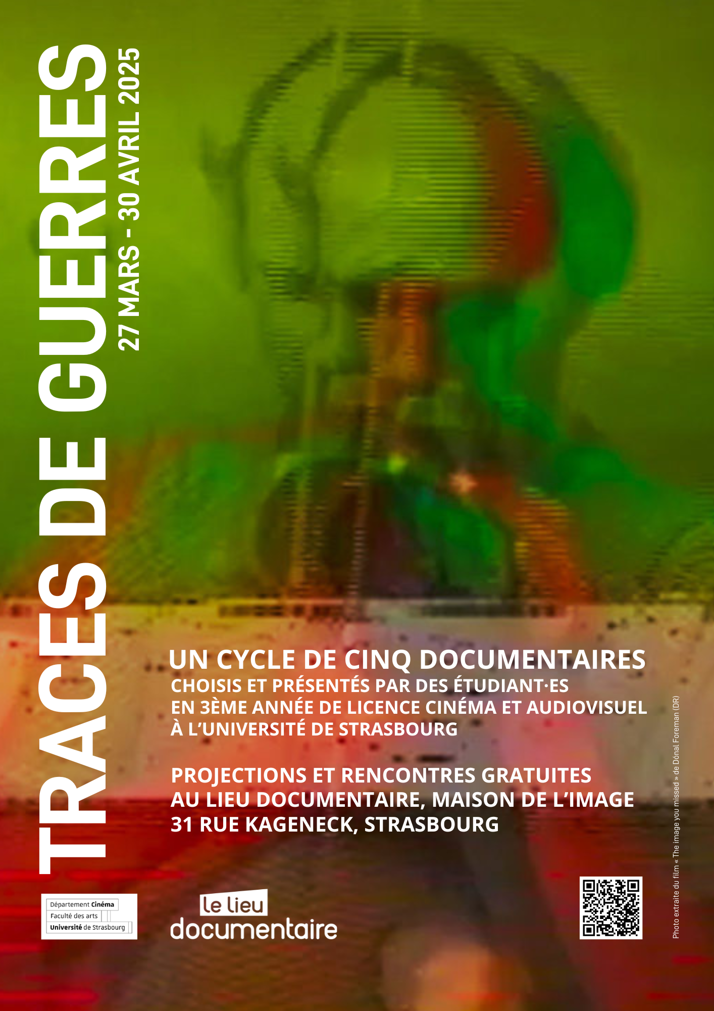 aff traces de guerres - le lieu documentaire - cinema - universite strasbourg