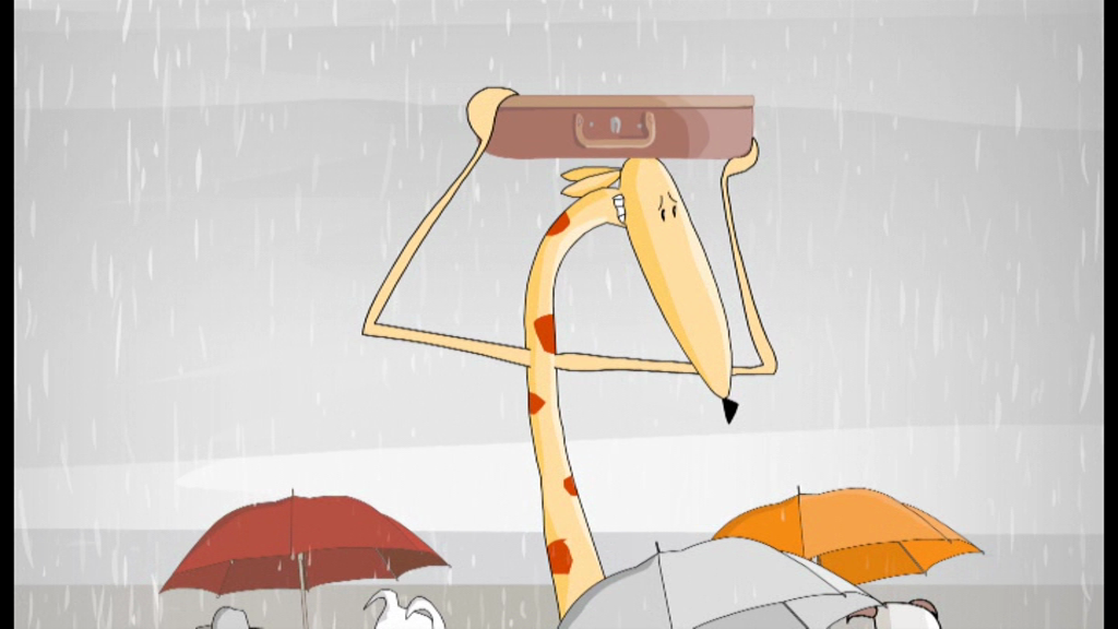 Une girafe sous la pluie